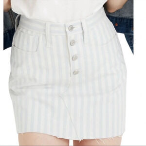 Madewell Pompano Stripe Stretch A-line Button Front Mini Skirt